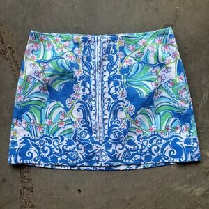 Lilly Pulitzer Tate Mini Skirt Women's Sz 2 Bay Blue Coasting Engineered Floral